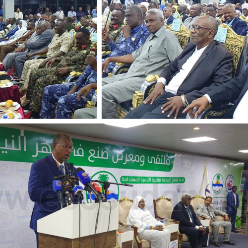 خلال فاتحة أعمال ملتقى صنع في نهر النيل والى نهر النيل يعدد مكاسب قيام الملتقى ويتعهد بإلتزام حكومته الكامل لتطوير القطاع الصناعى وجذب الإستثمارات الأجنبية والوطنية